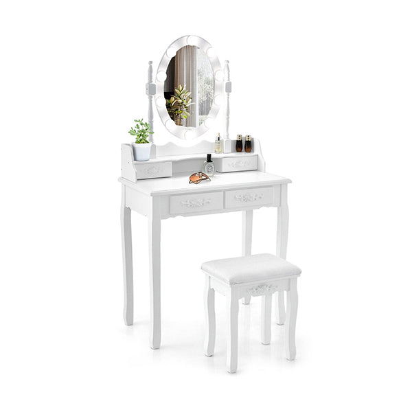 Makeup Dressing Table With Lighted Mirror For Women