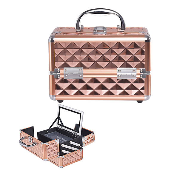 Portable Makeup Organizer Cosmetic Case Professional Cosmetic Box with Mirror for Home