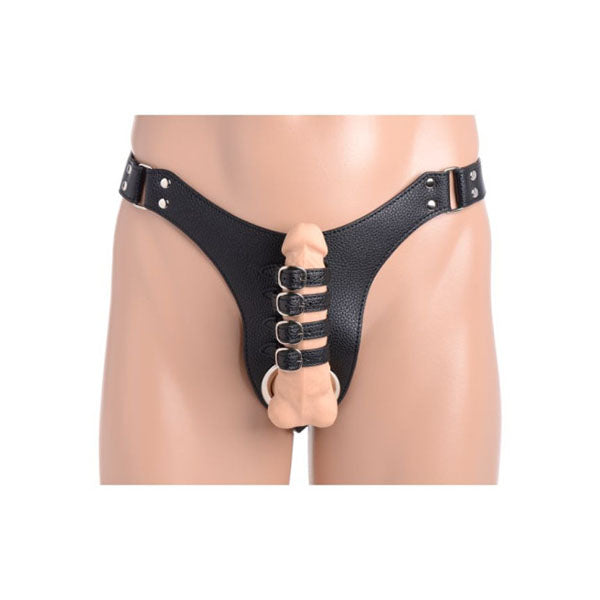 Male Chastity Harness With Anal Plug Black