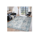 Floor Rug Polyester Washable Area Vintage Blue