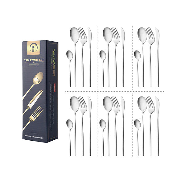 24 Pieces Cutlery Set Stainless Dinner Steak Knife Fork Spoon Teaspoon