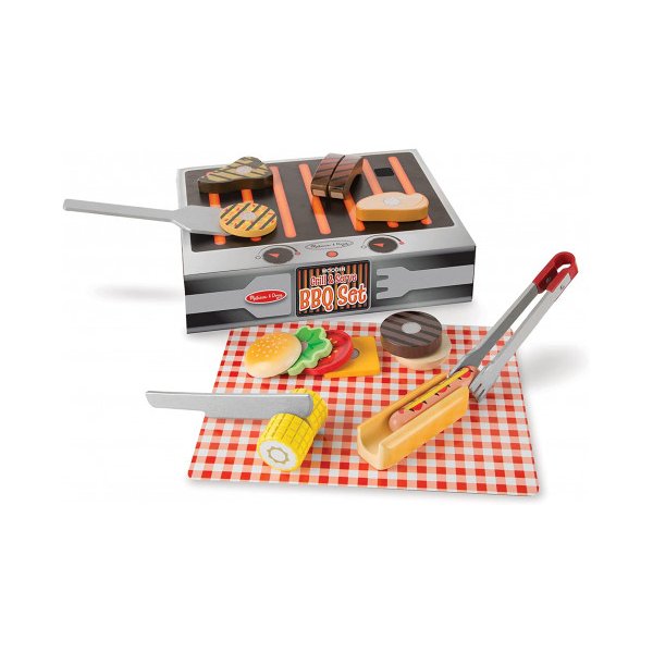 Wooden Grill And Serve Bbq Set