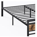 Metal Bed Frame Mattress Base Set Wood Queen