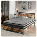 Metal Bed Frame Mattress Base Set Wood Queen