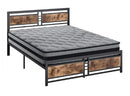 Metal Bed Frame Mattress Base Set Wood Queen