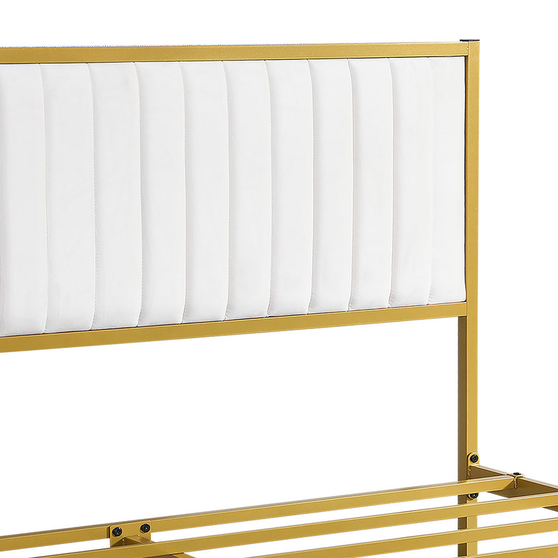 Metal Bed Frame Under Bed Storage Beige