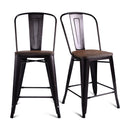 2 Bronzes Metal Chairs Set with Backrest for Bistro