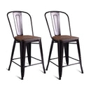 2 Bronzes Metal Chairs Set with Backrest for Bistro