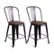 2 Bronzes Metal Chairs Set with Backrest for Bistro