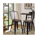 2 Bronzes Metal Chairs Set with Backrest for Bistro
