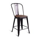 2 Bronzes Metal Chairs Set with Backrest for Bistro