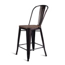 2 Bronzes Metal Chairs Set with Backrest for Bistro