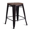 2 Bronzes Metal Chairs Set with Backrest for Bistro