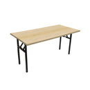 Metal Frame Folding Table 1500Mm X 750Mm Natural Oak Top Black Base