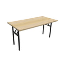 Metal Frame Folding Table 1800Mm X 750Mm Natural Oak Top Black Base