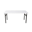 Metal Frame Folding Table 1800Mm X 900Mm Natural White Top Black Base