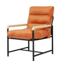 Metal Framed Lounge Chair Velvet In Orange