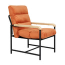Metal Framed Lounge Chair Velvet In Orange