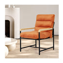 Metal Framed Lounge Chair Velvet In Orange