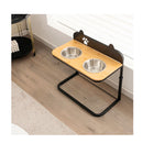 Metal Raised Dog Bowl Stand With 2 Stainless Steel Food Water Bowls