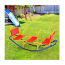 Kids Metal Rocking Seesaw With Handlebars For Indoor And Outdoor Play