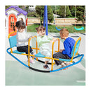 Kids Metal Rocking Seesaw With Handlebars For Indoor And Outdoor Play