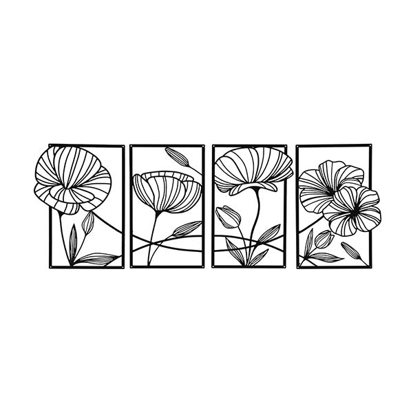 Metal Wall Art 4Pcs Floral Minimalist Line Decor