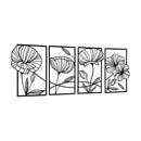 Metal Wall Art 4Pcs Floral Minimalist Line Decor