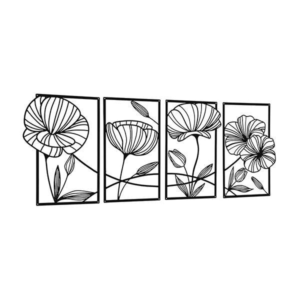 Metal Wall Art 4Pcs Floral Minimalist Line Decor