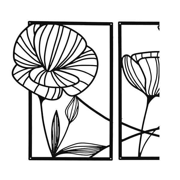 Metal Wall Art 4Pcs Floral Minimalist Line Decor