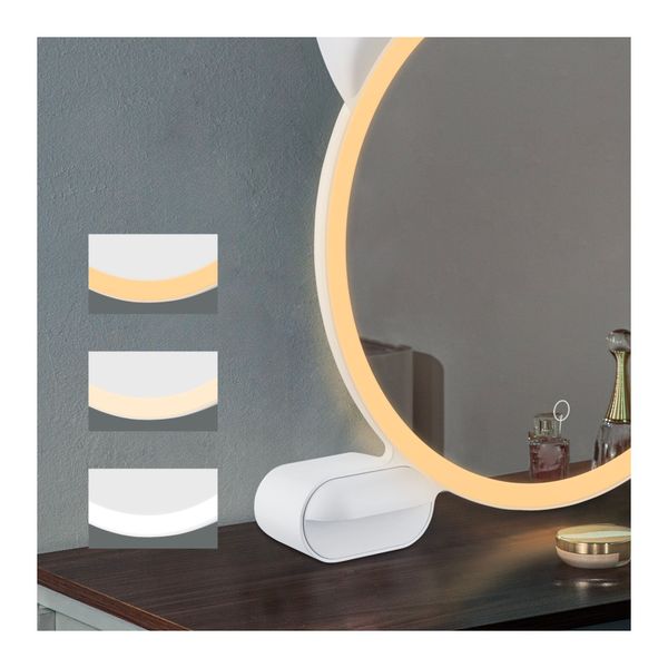 3 Colors Led Light Vanity Tabletop Makeup Mirror Stepless Dimming