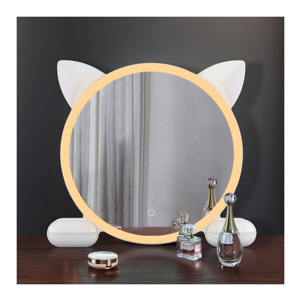 3 Colors Led Light Vanity Tabletop Makeup Mirror Stepless Dimming