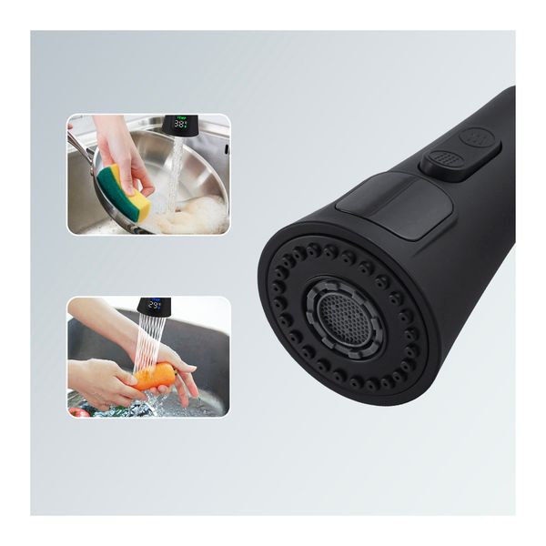 Pull Out Kitchen Mixer Tap Swivel Spout Temperature Display