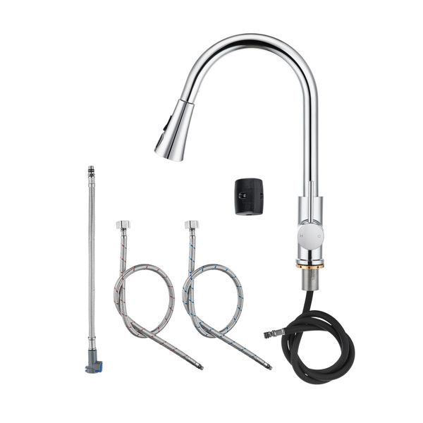 Pull Out Kitchen Mixer Tap Swivel Spout Temperature Display