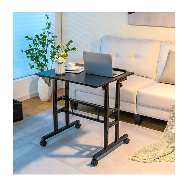 Mobile Stand Up Computer Desk With 2 Tilting Desktops For Office