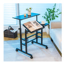 Mobile Stand Up Computer Desk With 2 Tilting Desktops For Office