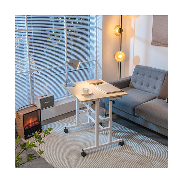 Mobile Stand Up Computer Desk With 2 Tilting Desktops For Office
