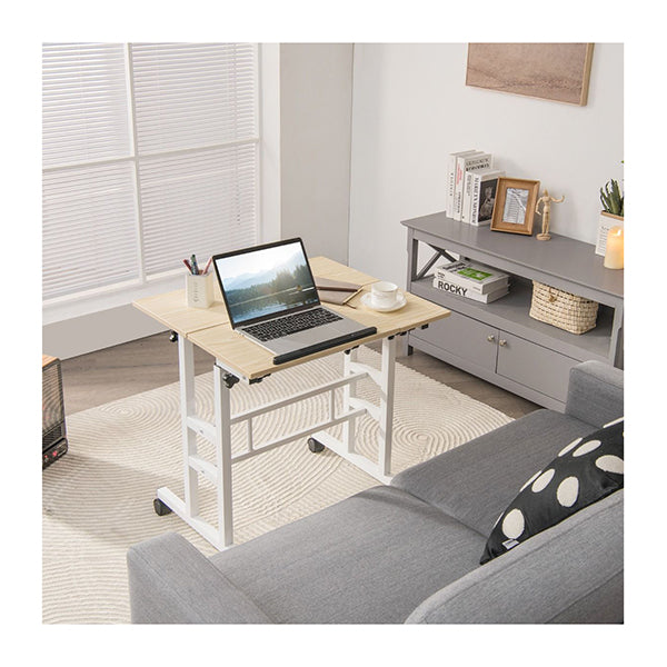 Mobile Stand Up Computer Desk With 2 Tilting Desktops For Office