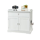 Modern Cat Litter Box Enclosure With Drawer And 2 Doors White