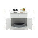 Modern Cat Litter Box Enclosure With Drawer And 2 Doors White