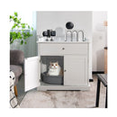 Modern Cat Litter Box Enclosure With Drawer And 2 Doors White