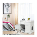 Modern Cat Litter Box Enclosure With Drawer And 2 Doors White
