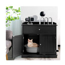Modern Cat Litter Box Enclosure With Drawer And 2 Doors Black