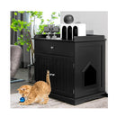 Modern Cat Litter Box Enclosure With Drawer And 2 Doors Black