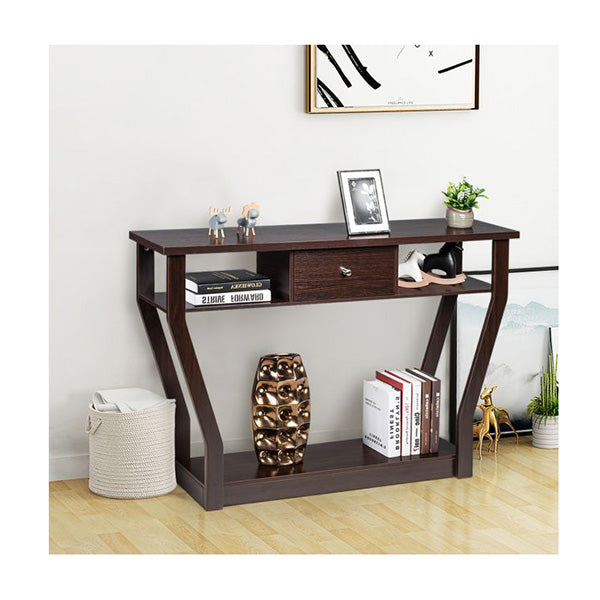 Modern Entryway Table with Storage Drawer for Office Brown