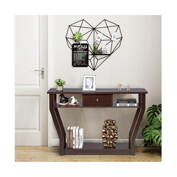 Modern Entryway Table with Storage Drawer for Office Brown