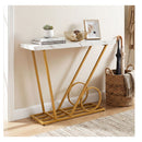 Modern Faux Marble Console Table With Cart Inspired Design White