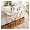 Modern Faux Marble Console Table With Cart Inspired Design White