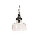 Modern Luminaire Bell Glass Pendant With Black Wood Crown