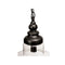 Modern Luminaire Bell Glass Pendant With Black Wood Crown